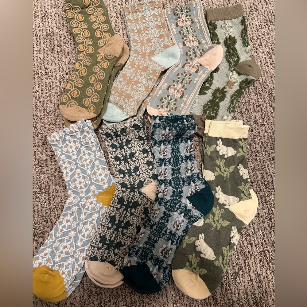 Jacquard Knit Cotton Socks 8 Pairs
